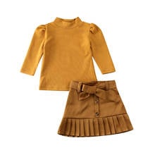 Toddler Kids Baby Girl Autumn Clothes Long Sleeve Turtleneck Tops T-shirt Skirt Dress Winter Outfit Set 1-5Y 2024 - buy cheap