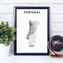 Portugal mapa poster preto branco quadros de parede quadros de parede decoração do escritório portuguesa mapa arte da parede moderna pintura em tela decoração de casa 2024 - compre barato