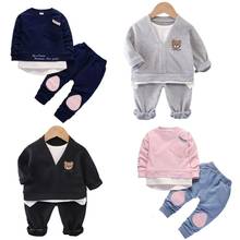 Spring Autumn 2Pcs Long Sleeve Baby Clothe Kids Clothes Toddler Baby Boys Girls Patchwork Tops+Pants Set Clothes for 1-5 Yrs 2024 - buy cheap