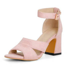 Vásthia clássico consise rosa dedos abertos, salto alto volumizador salto alto feminino, sapatos de escritório com fivela 2024 - compre barato