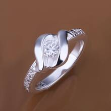 Hot Sale Silver Color Fine Jewelry Wholesale Factory Price Charms Free Shipping Fashion Inlaid Stone Twist-wave Rings 2024 - buy cheap