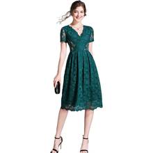 Simgent Lace Dress Women Short Sleeve V-Neck A Line Casual Elegant Summer Dresses Vestidos Robe Dentelle Dames Jurken SG005185 2024 - buy cheap