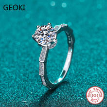 Anel de prata esterlina 925 geoki aprovado em teste de diamante 0.5-1ct, corte perfeito, excelente anel de moissanite, aliança de casamento feminina, joias de luxo 2024 - compre barato