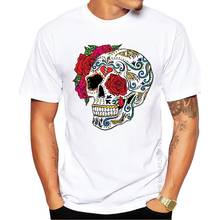 100% Cotton Heart Break Skull Designer Men T-Shirt Crew Neck Mexican Tops Hipster Flower Skull Printed T Shirts Cool Tees 2024 - buy cheap