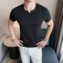 Camisa masculina de manga curta de verão, respirável, slim, gola redonda, streetwear, casual, camisetas, 2021 2024 - compre barato
