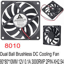 1Pcs Gdstime DC 12V 2PIN   80MM 80x80x10mm Dual Ball PC Brushless Axial Cooling Fan 80MM*10MM 8010 8CM Laptop CPU Cooler Fan 2024 - buy cheap