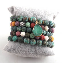 MOODPC-Conjunto de pulseras de piedra Natural, joyería de moda, hermoso, Multicolor, azul y verde 2024 - compra barato