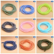 2pcs 1.4m USB Charging Data Line Cable Protector Anti-break Spiral Wire Cord Protection Wrap Cable Winder Organizer For Phone 2024 - buy cheap