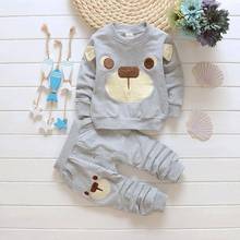 Children's clothing 2020 spring children's long-sleeved new male baby cartoon embroidered bear 2 piece set tide 2024 - buy cheap