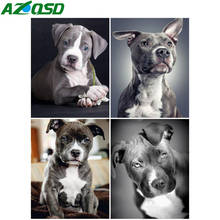 AZQSD-Cuadro de pintura por número de perro, Kits de animales pintados a mano, regalo único, pintura por números sobre lienzo, decoración acrílica para el hogar 2024 - compra barato
