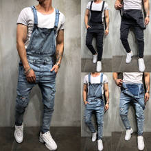 New Hot Men's Distressed Denim Carpenter Overalls Bib Jumpsuits Biker Pants Men's Casual Suspender Bib Trousers Fashion 2024 - buy cheap