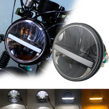 Farol de led para motocicleta, 7 polegadas, feixe alto/baixo, drl, luz de neblina, preto, com capa, 12v 2024 - compre barato