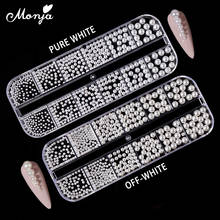 Monja 2 Styles White Nail Art Pearl Nail Accessories Mix Multi-size Plastic Beads Jewelry 3D DIY Design Manicure Decorations 2024 - buy cheap