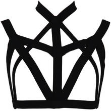 Woman Neck Goth Body Harness Belt Open Chest Sexy Lingerie Cage Bra Edgy Black Bondage Body Cage Elastic Harness Bra 2024 - buy cheap