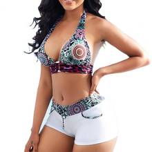 Women's Swimsuit 2021 Two Pieces Plus Size Tankini women Swimming suits Swimwear Patchwork Sexy Bikini White boho Printed Swim 2024 - buy cheap