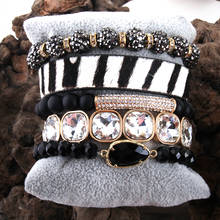Md fashion pulseira de couro de leopardo, conjunto 5 peças feito à mão pedra natural feminino, braceletes para mulheres, joias para mulheres, dropshipping 2024 - compre barato