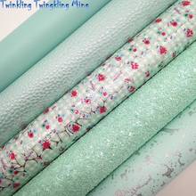 MINT Glitter Fabric, Metallic Faux Fabric, Litchi Synthetic Leather Sheets, Jelly PVC For Bow A4 21x29CM Twinkling Ming XM791 2024 - buy cheap