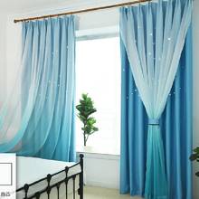 Cleon-cortinas de estrella huecas de encaje coreano, doble sombreado, adecuadas para sala de estar, dormitorio, decoración de princesa de ensueño rosa 2024 - compra barato