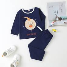 Conjunto de 2 piezas de algodón para bebé y niña, ropa de invierno de manga larga con estampado de Luna y té, pijamas informales para el hogar, 0 a 18 meses 2024 - compra barato