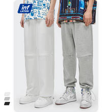 Inflação dos homens jogger calças 2021 primavera retalhos hip hop sweatpants com zíper no joelho estilo coreano 3709s21 2024 - compre barato
