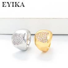 Eyika anel grande com corações, dourado, prateado, ajustável, zircônia cúbica, design exclusivo, joias da moda, para presentes femininos 2024 - compre barato