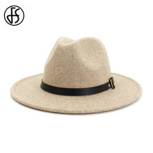 Sombrero Fedora de Jazz de lana para hombre y mujer, sombrero de ala ancha, de fieltro, unisex 2024 - compra barato