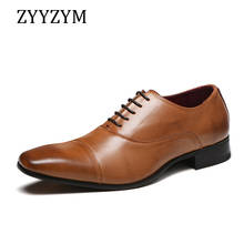 ZYYZYM-zapatos de vestir de cuero con cordones para hombre, calzado Formal de negocios, talla grande 38-46, primavera 2021 2024 - compra barato