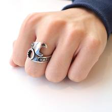New Trendy Personalized Cute Adjustable Hip-hop Wrench Ring Antique Silver Plated Tool Jewelry 2024 - buy cheap