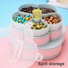 Three Layer Nut Serving Platter Flower-Shaped Rotating Snack Containers Candy Tray Snack Box Petal rotating fruit box for home 2024 - buy cheap