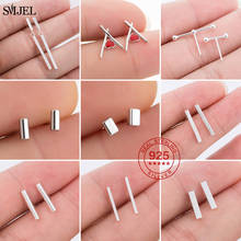 Fashion Jewelry Minimalist 925 Sterling Silver Square Bar Stud Earrings For Women Simple Short Bar Long Stick Ear Piercing Kids 2024 - buy cheap