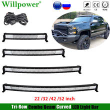 Car Roof 7D Tri-Row 22" 32" 42" 52" Curved LED Light Bar For Jeep Dodge Chevy Polaris Offroad 4x4 Truck UTV LED Bar Driving Lamp 2024 - buy cheap