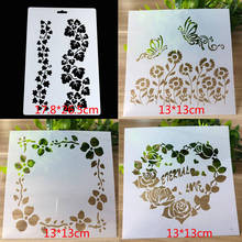 4 unids/set de plantillas de pintura DIY, flores, mariposas, álbum de recortes para colorear, suministros escolares de oficina reutilizables en relieve 2024 - compra barato