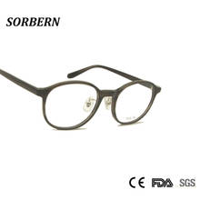 SORBERN-Gafas de acetato hechas a mano para miopía, lentes transparentes de estilo redondo Retro, unisex 2024 - compra barato