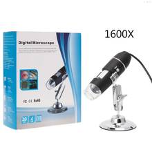 Цифровой USB микроскоп, эндоскоп с камерой, увеличение 1600 крат, 8 светодиодов, металлическая подставка, Прямая поставка 2024 - купить недорого