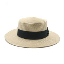 sun hats men women wide brim ribbon band khaki black classic simple straw hats sun protection casual outdoor beach men women hat 2024 - buy cheap