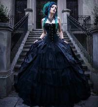Vintage Black Victorian Gothic Wedding Dresses Corset Strapless Princess Punk Style Country Wedding Dress Plus Size Tiers Skirt 2024 - buy cheap