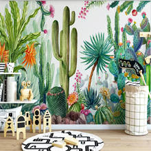 Papel de parede com foto personalizada 3d, cacto de plantas verdes, murais de árvore, sala de estar, tv, sofá, decoração da casa, papel de parede abstrato 2024 - compre barato