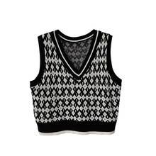 PERHAPS U Women Vest Sweater V Neck Knitted Pullover Sleeveless Spring Autumn M0486 2024 - buy cheap