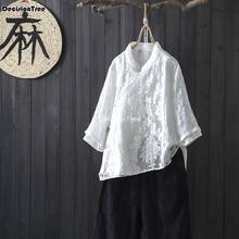 Qipao-camisas de estilo chino para mujer, camisas de estilo chino, tops de flores bordados, blusa cheongsam tradicional, 2021 2024 - compra barato