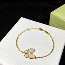 OL Style Fashion Charm Chains Bangle Bracelets Gold Tone Elegant Natural White Shell Butterfly Bracelet for Women Gift 2024 - buy cheap