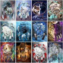 5D Diamond Painting Wolf Dreamcatcher Mosaic Full Round Square Resin Diamond Embroidery Animals Rhinestones Picture Wall Art 2024 - buy cheap