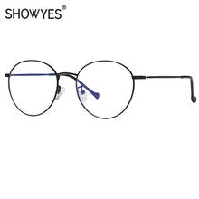 SHOWYES-gafas redondas de Metal para hombre y mujer, lentes con bloqueo azul, protección UV, para ordenador y videojuegos, 022 2024 - compra barato