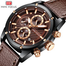 MINI FOCUS Chronograph Calendar Waterproof Quartz Watches Mens Sport Watch Top Genuine Leather Strap Date Display Wrist Watch 2024 - buy cheap