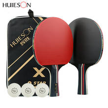Huieson-raquetas de Tenis de mesa de 3 estrellas, juego de palas de madera pura, pala de Ping Pong con estuche, pelotas, raqueta de Tenis FL/CS Power 2024 - compra barato
