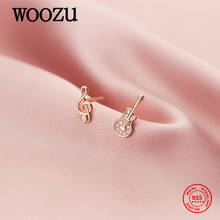 WOOZU Real 925 Sterling Silver Romantic Cute Note Violin Stud Earrings For Trendy Women Charm Wedding Jewelry Accessories Gifts 2024 - buy cheap