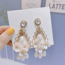 MWsonya Fashion Korean Palace Crystal Pearl Flowers Dangle Earrings for Women pearl Drop Earings Party Jewelry 2024 - buy cheap