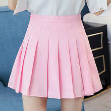 Pink Pleated Satin Skirt2021Summer High Waist Pleated Mini Skirt Women's Fashion Slim Waist Casual Tennis Skirts School Vacation 2024 - buy cheap