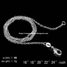 (10Pcs = 1 lot!)1MM Silver Plated Lobster Clasp Cable Copper Chain 16 18 20 22 24 inch Pick Size For Jewelry Making DIY 2024 - buy cheap