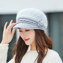 New Women Rabbit Fur Knitted Berets Hats Casual Solid Color Autumn Winter Hat Female Bonnet Caps Boina Feminino 2024 - buy cheap