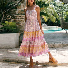 TEELYNN-vestidos largos sin mangas para mujer, ropa de playa vintage de algodón, rosa, floral, pirnt, informal, verano, 2020 2024 - compra barato